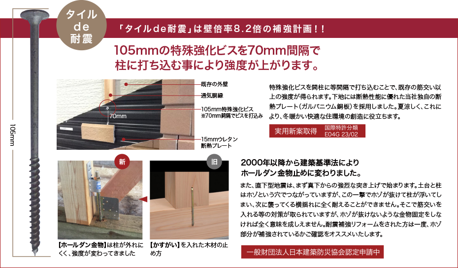 「タイルde耐震」は壁倍率8 . 2倍の補強計画！！